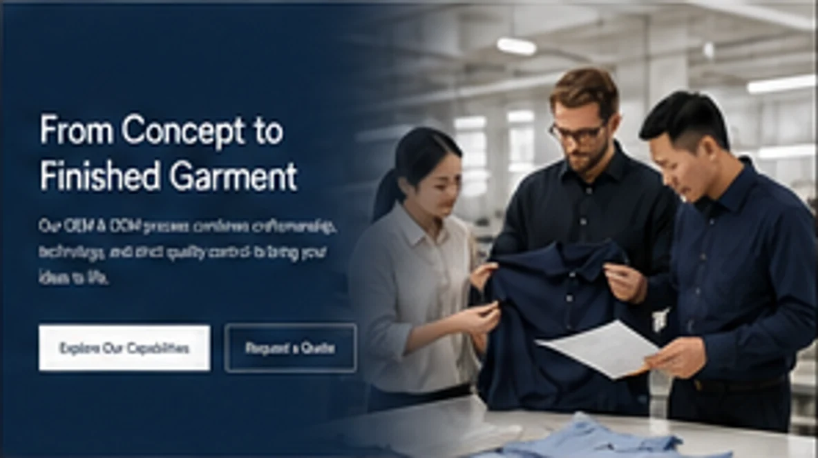 Apparel manufacturing discussion with production documents and garment samples